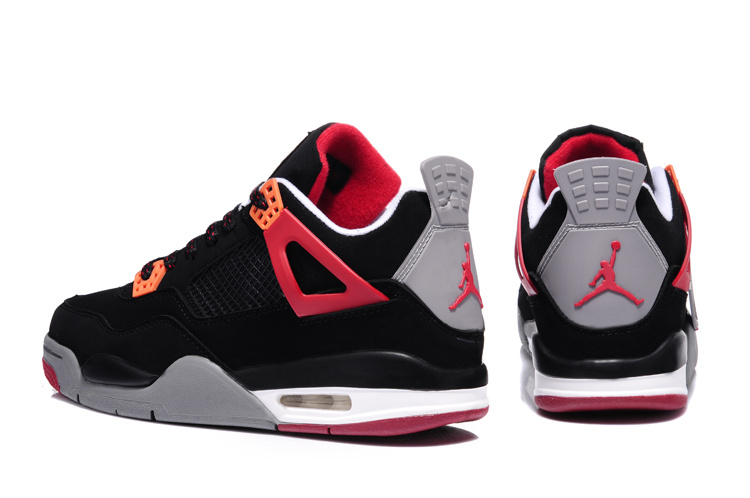 2013 Air Jordan 4 Black Dark Red Grey Shoes - Click Image to Close