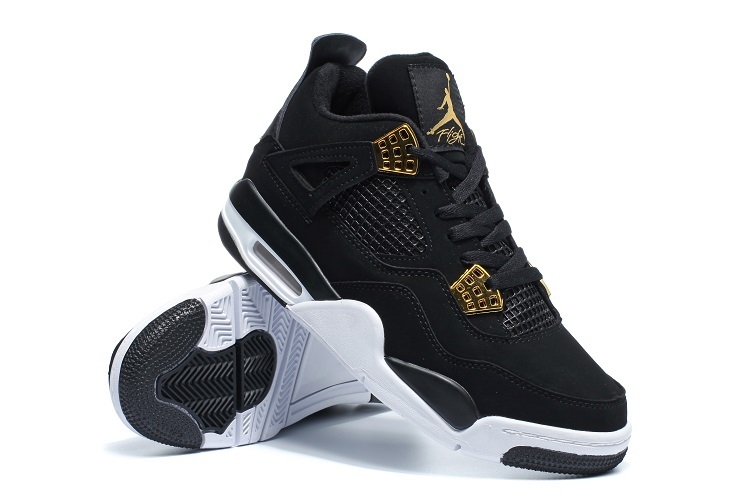 New Air Jordan 4 Black Gold White Shoes