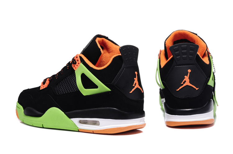 2013 Air Jordan 4 Black Green Orange Shoes