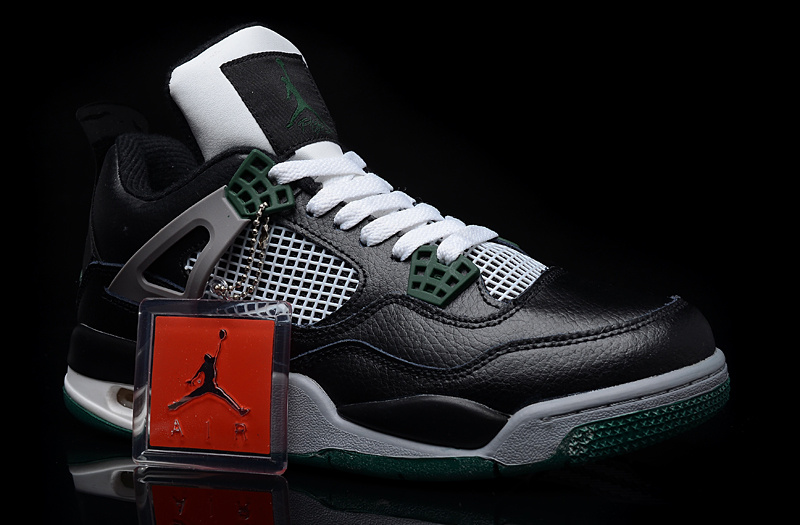 New Air Jordan 4 Black Green Shoes - Click Image to Close