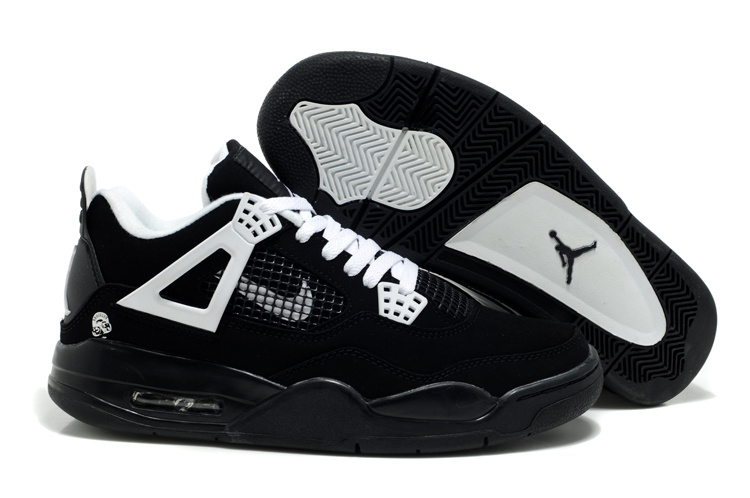 Air Jordan Retro 4 Black White Logo