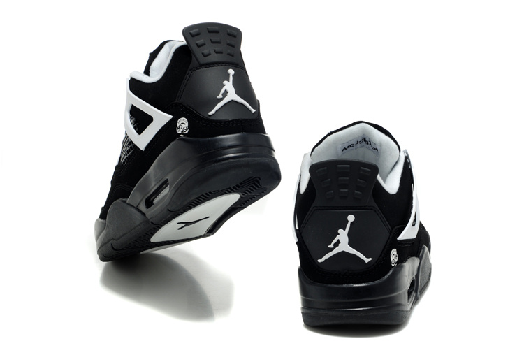 Air Jordan Retro 4 Black White Logo - Click Image to Close