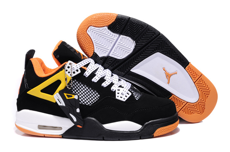 2013 Air Jordan 4 Black White Orange Shoes