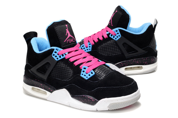 2013 Air Jordan 4 Black White Pink For Women - Click Image to Close