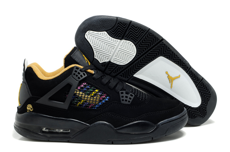 Air Jordan Retro 4 Black Yellow Logo - Click Image to Close