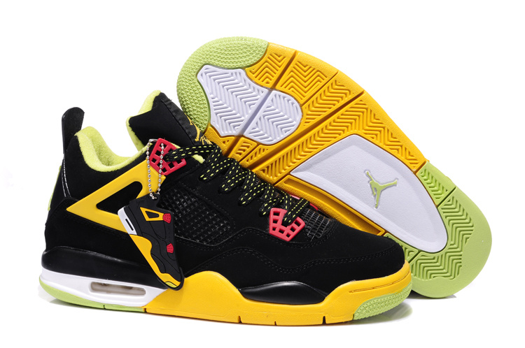 Reissued Air Jordan 4 Black Yellow Shoes - Click Image to Close