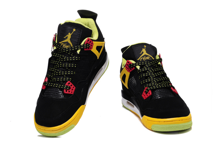 Reissued Air Jordan 4 Black Yellow Shoes