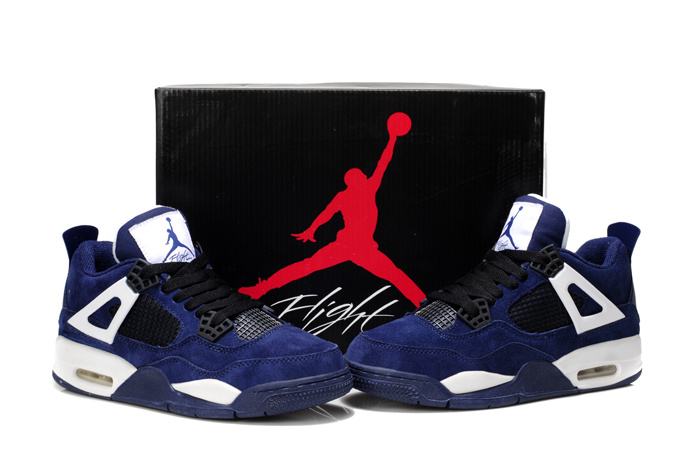 2013 Air Jordan 4 Dark Blue White For Women - Click Image to Close