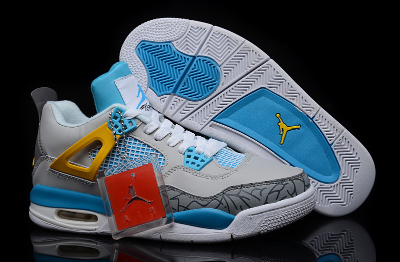 New Air Jordan 4 Grey Blue White Shoes - Click Image to Close