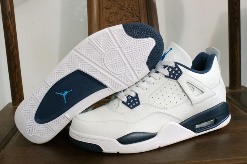 New Air Jordan 4 Retro Columbia White Blue Shoes