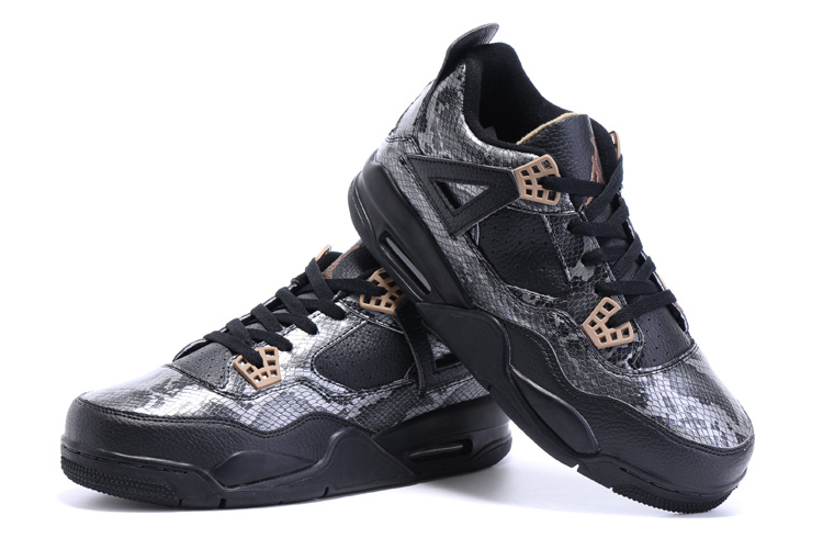 New Air Jordan 4 Retro Snakeskin Black Shoes - Click Image to Close