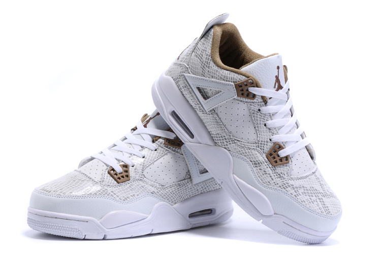 New Air Jordan 4Retro Snakeskin White Yellow Shoes - Click Image to Close