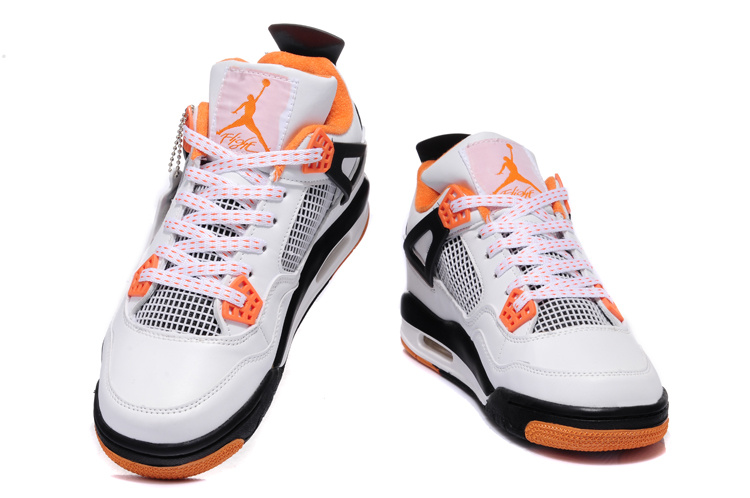 2013 Air Jordan 4 White Black Orange Shoes