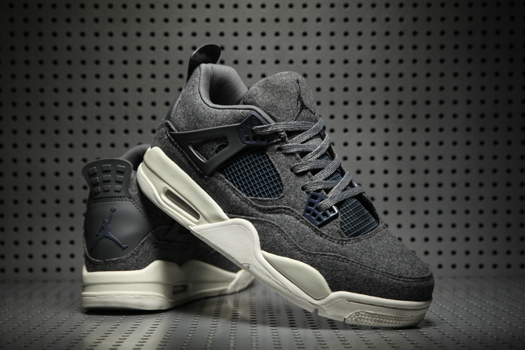 New Air Jordan 4 Wool Black White Shoes