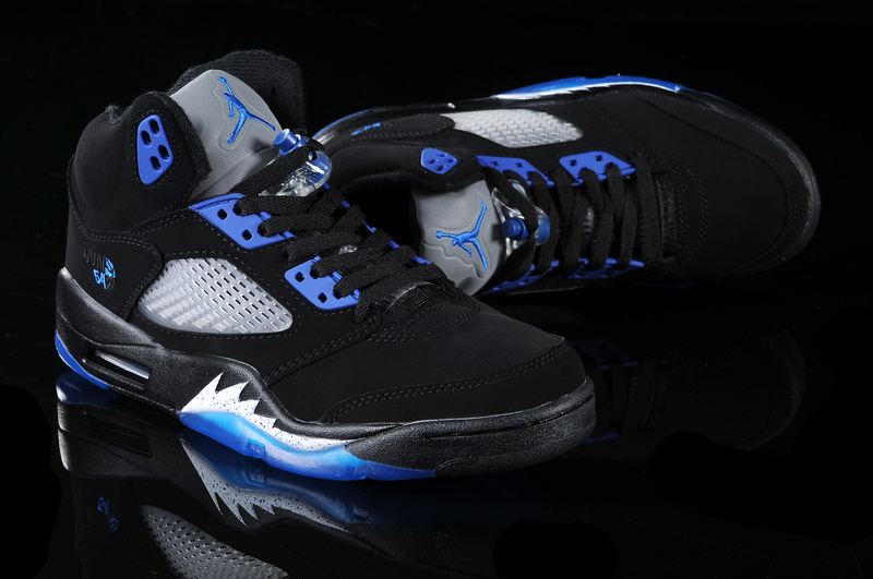 Jordan 5 Retro Black Blue White - Click Image to Close