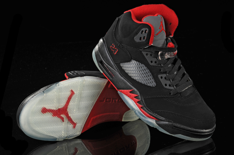 Jordan 5 Retro Black White Red - Click Image to Close