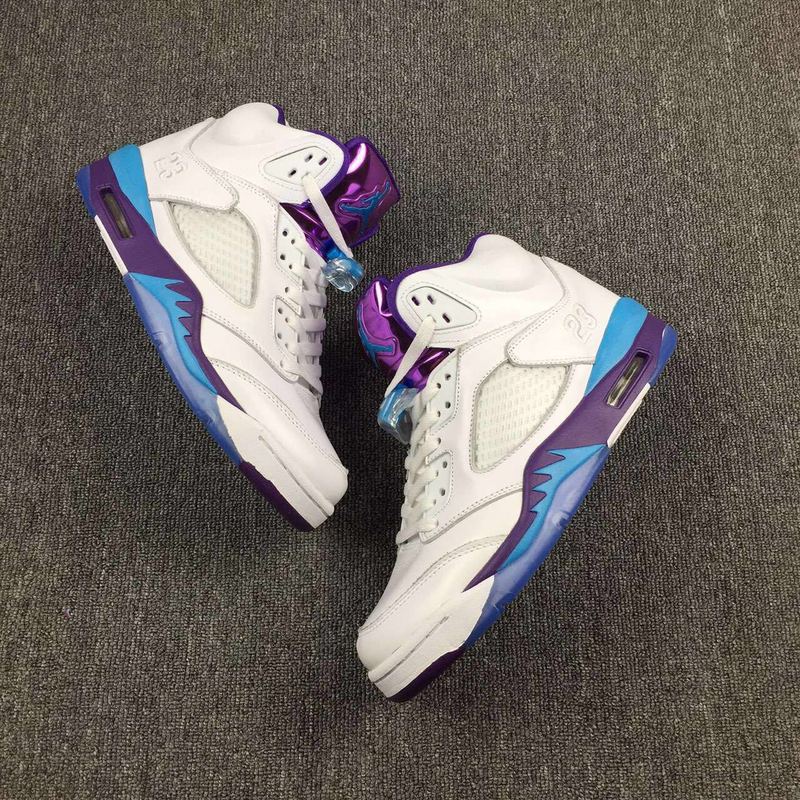 New Air Jordan 5 Hornets White Blue Purple Shoes - Click Image to Close