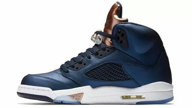 New Air Jordan 5 Retro Blue Copper White Shoes - Click Image to Close