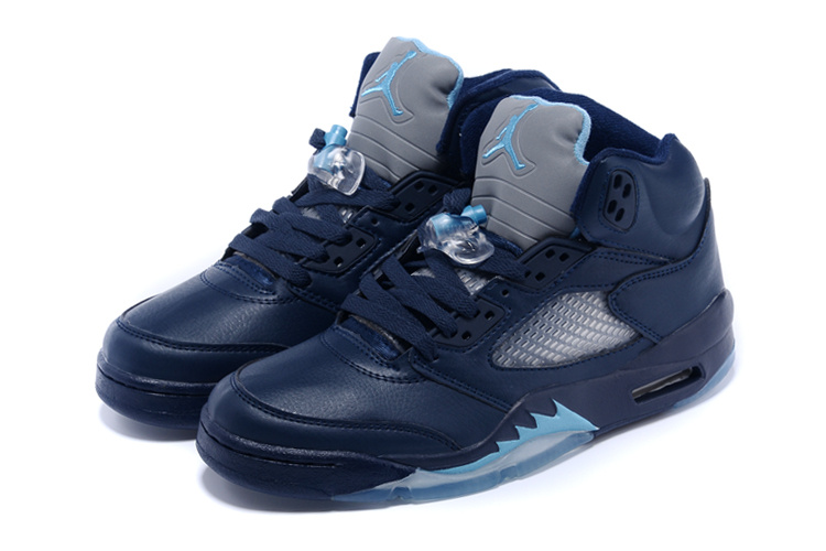 New Air Jordan 5 Retro Dark Blue Grey Shoes - Click Image to Close