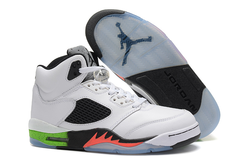 2015 Air Jordan 5 Retro White Black Green Orange Fire