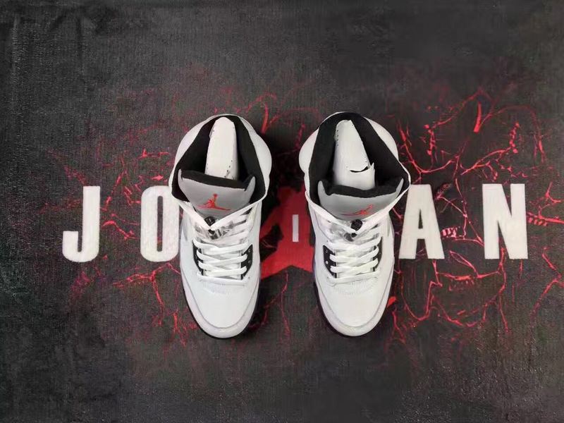 New Air Jordan 5 Retro White Cement Grey Black Lover Shoes