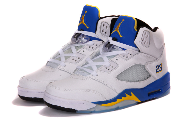 2013 Air Jordan 5 White Blue Shoes