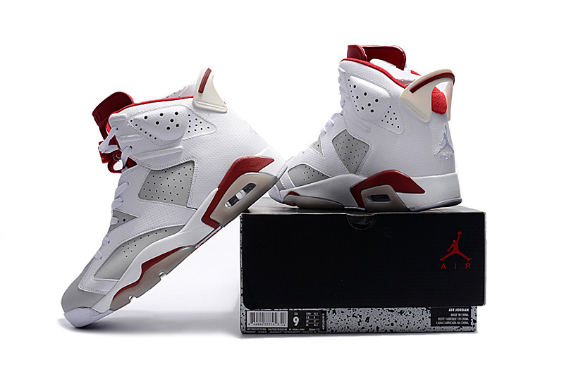 New Air Jordan 6 Alternate White Grey Red Shoes