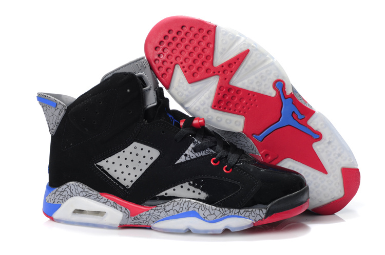 Latest Air Jordan 6 Black Grey Red - Click Image to Close