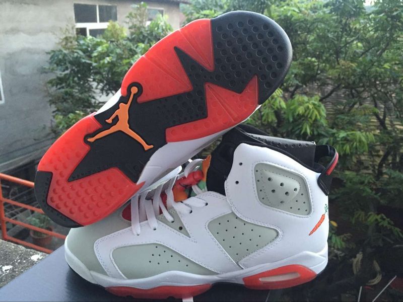 New Air Jordan 6 Hare White Grey Red Shoes - Click Image to Close