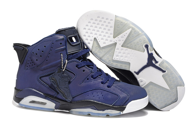 New Air Jordan 6 Retro Dark Blue White Shoes - Click Image to Close