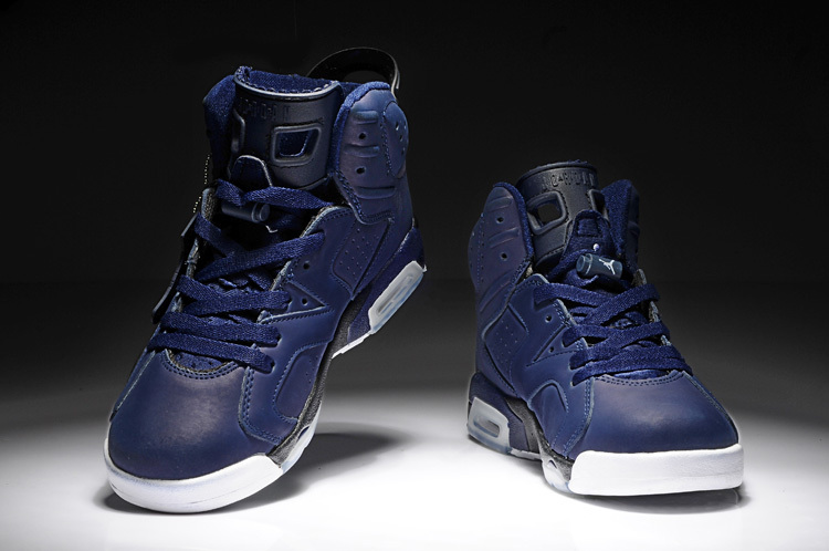 New Air Jordan 6 Retro Dark Blue White Shoes