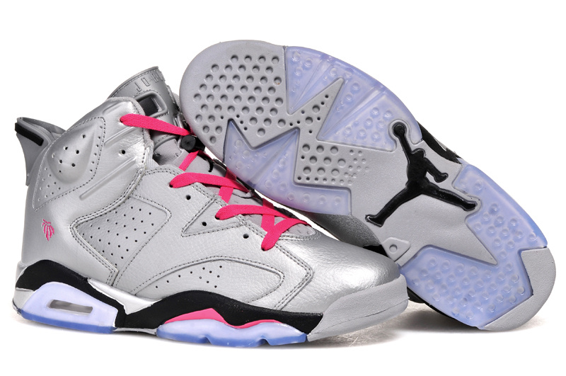 New Air Jordan 6 Retro Silver Pink Shoes - Click Image to Close