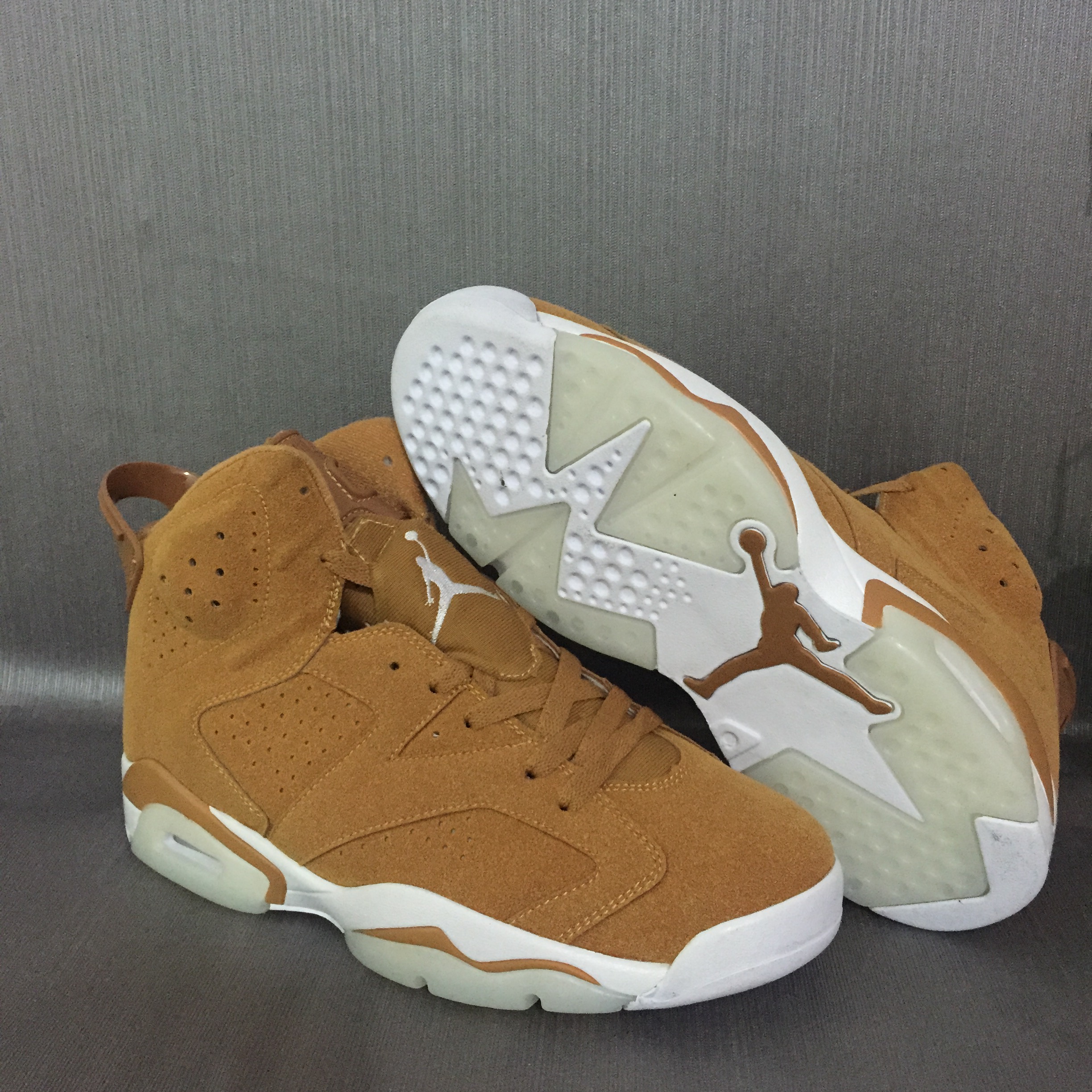 New Air Jordan 6 Retro Wheat Yellow White Shoes - Click Image to Close