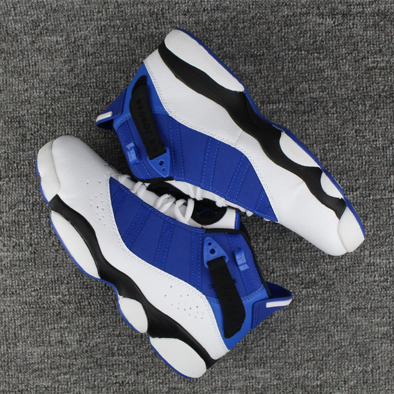 New Air Jordan 6 Rings Blue White Black Shoes - Click Image to Close