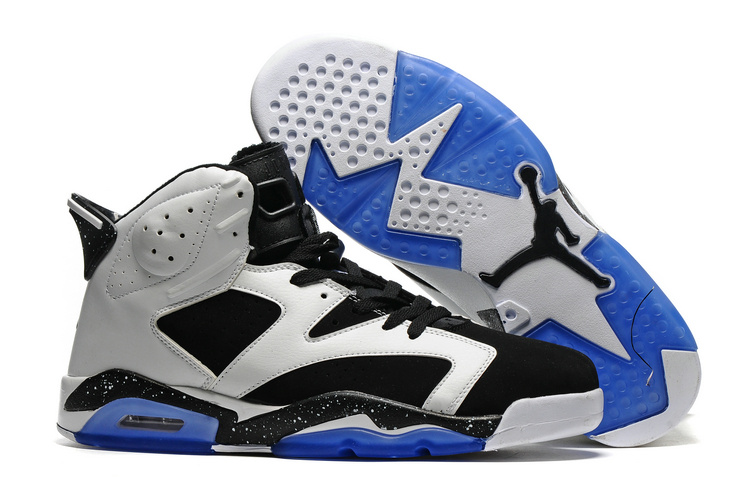 New Air Jordan 6 White Black Blue Sole Shoes