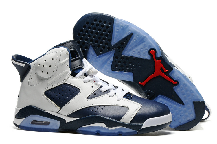 New Air Jordan 6 White Blue Blue Sole Shoes - Click Image to Close