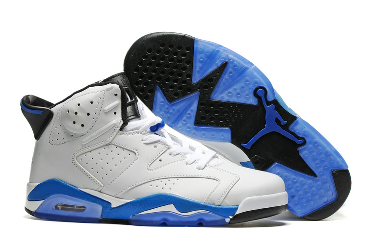 New Air Jordan 6 White Blue Sole Shoes - Click Image to Close