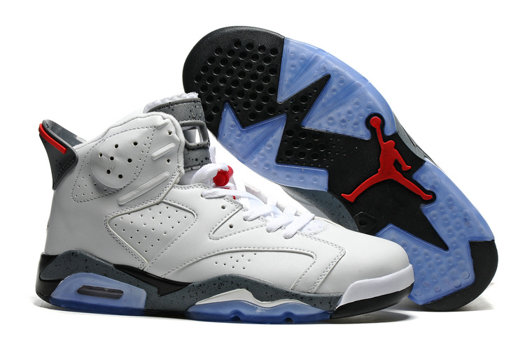 New Air Jordan 6 White Grey Blue Sole Shoes