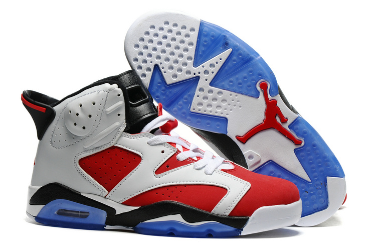 New Air Jordan 6 White Red Black Blue Sole Shoes