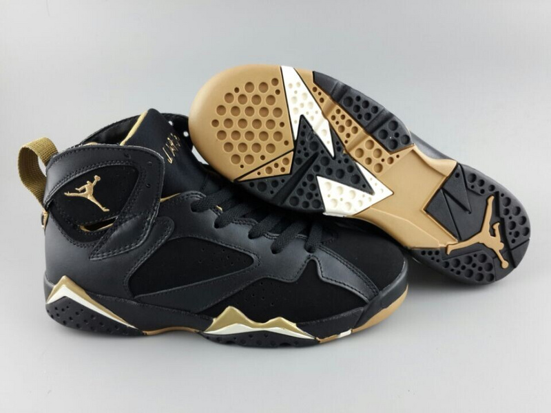 New Air Jordan 7 Black Gold For Women - Click Image to Close