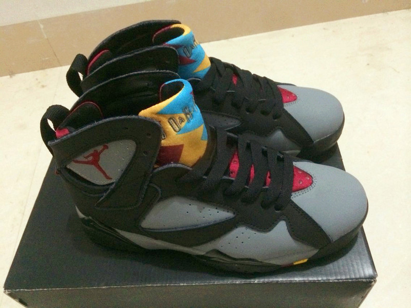 New Air Jordan 7 Grey Black Red Yellow Shoes