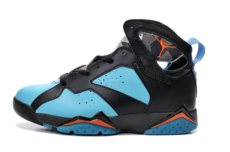 New Air Jordan 7 Retro Black Blue Orange Shoes