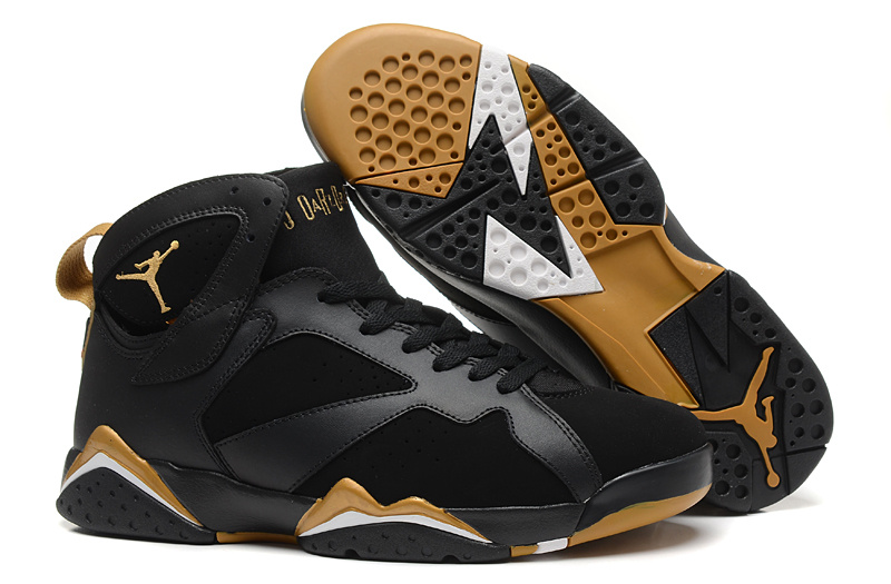 New Air Jordan 7 Retro Black Gold Shoes - Click Image to Close