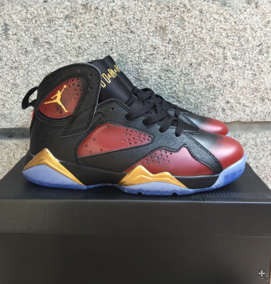 New Air Jordan 7 Retro Black Red Gold Shoes