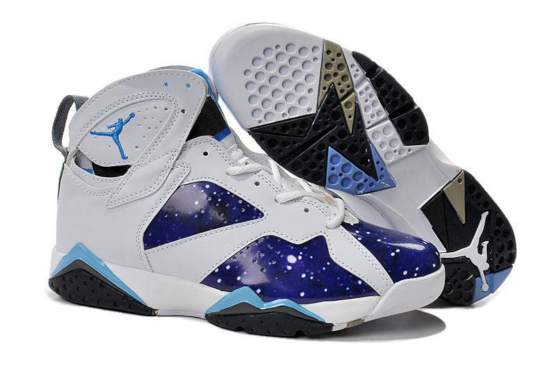 New Air Jordan 7 Retro Purple White Light Blue Shoes - Click Image to Close