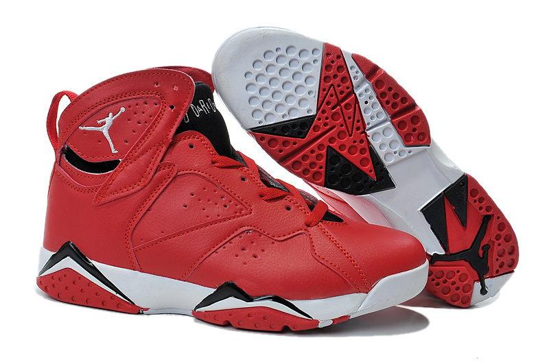 New Air Jordan 7 Retro Red White Black Shoes - Click Image to Close