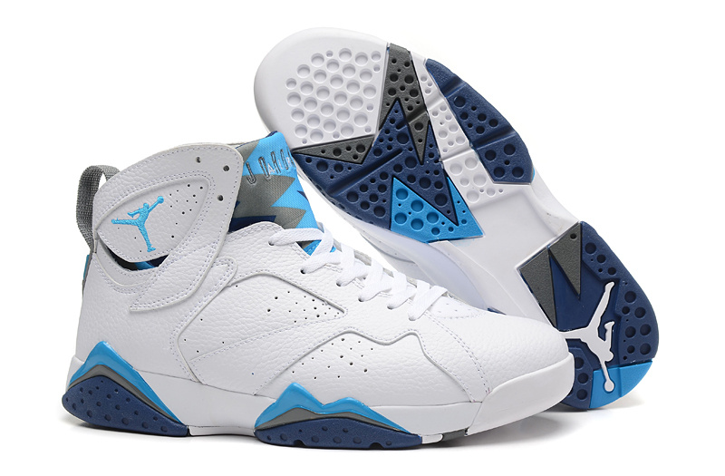 New Air Jordan 7 Retro White Blue Shoes