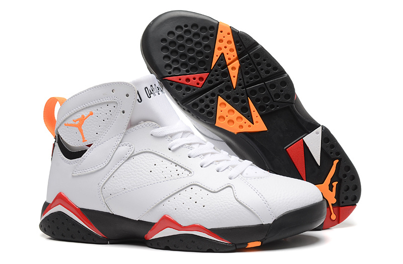 New Air Jordan 7 Retro White Orange Red Shoes