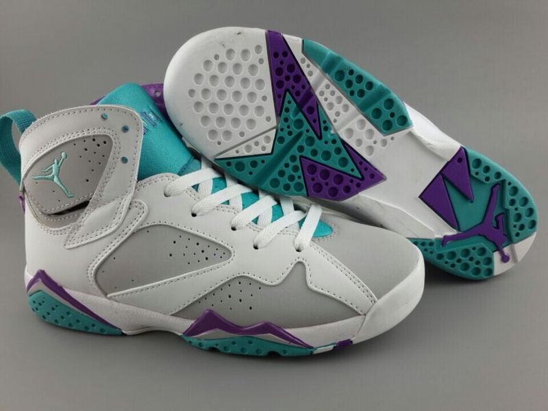 New Air Jordan 7 White Grey Blue Purple For Women