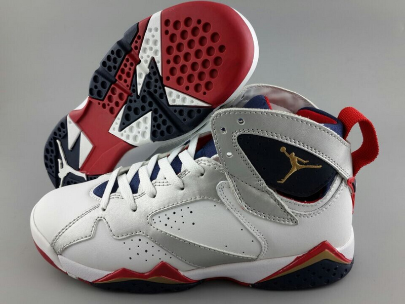 New Air Jordan 7 White Silver Red Blue For Women